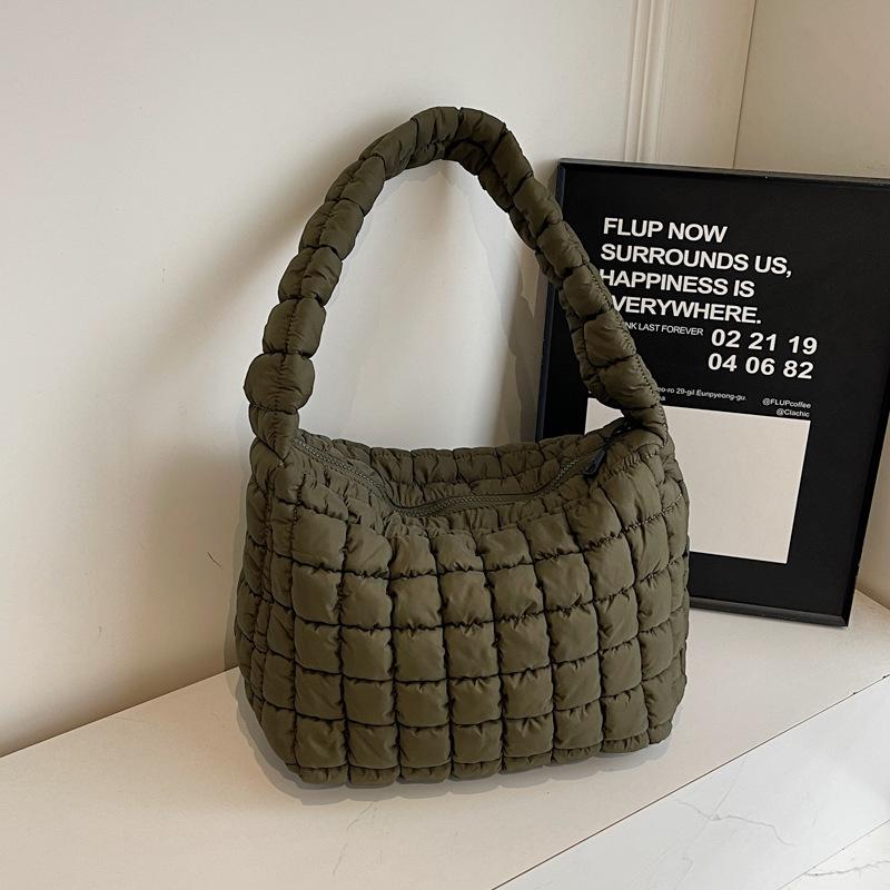 

Модная простая ромбовидная хлопковая одежда, сумка-тоут, женская новая модная ретро сумка-тоут большой вместимости, персонализированная сумка под мышкой зелёный