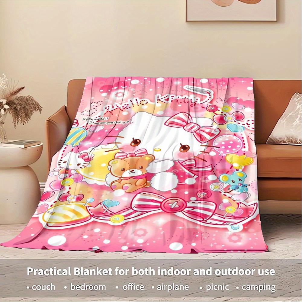 1pc Hello Kitty Plush Home Decor Blanket - Seasonal Universal Comfortable Washable Gift for All Ages, Suitable for All Families, Available I