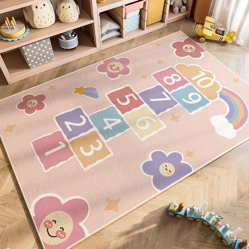 Cartoon Car Traffic Crystal Pile Carpet Children's Room Climbing Mat Home Non-Slip and Dirt Resistant Living Room Mat