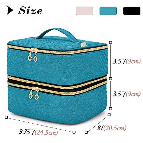 Luxja Removable Double-Layer Nail Polish Case for 60 Bottles with Nail Care Pockets, Teal