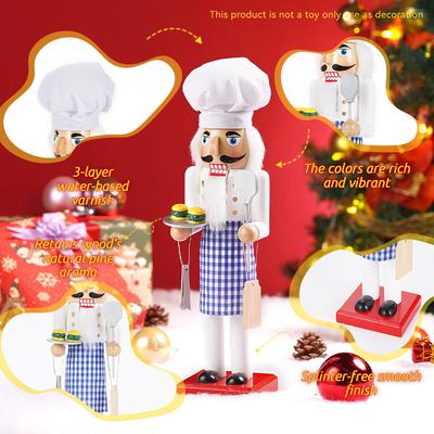 Christmas Nutcracker Hamburger Chef & Pastry Chef Handcrafted Decoration Christmas New Year Holiday Party Decoration Gift