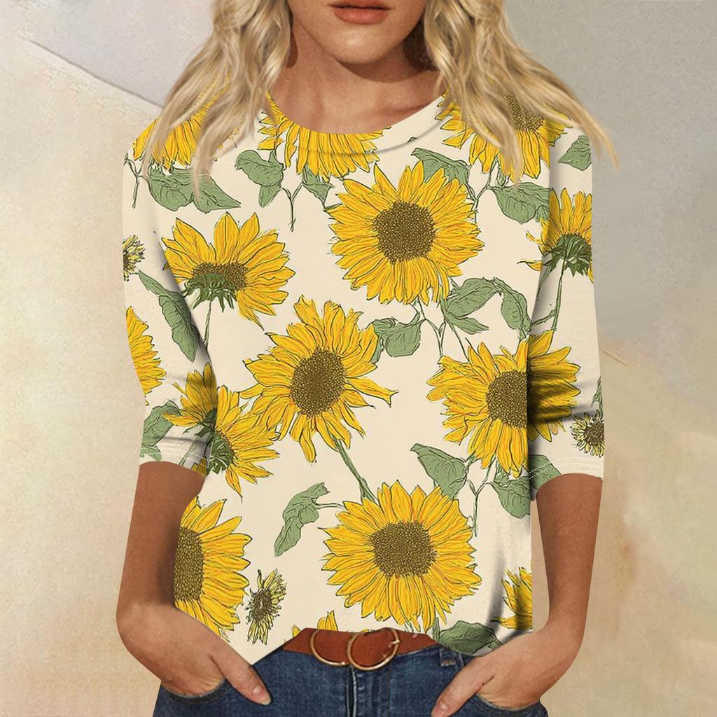 Long Sleeve Shirts for Women Casual Sunflower Print Womens Long Sleeve Tops Comfortable Long Sleeve Tops for Women Soft Womens Long Sleeve T Shirts