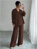 Spring Fashion Plus-Size Women's Two-Piece Set: Linen-Style Shirt & High-Waisted Loose Pants