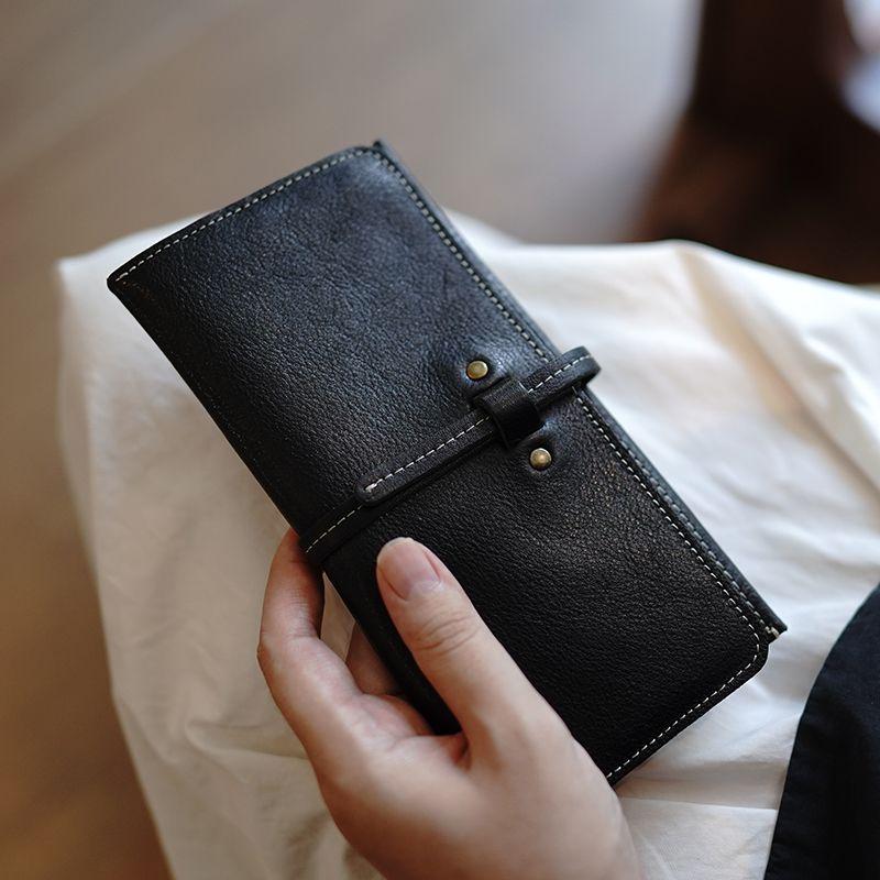 

Мисс Лу Ретро Кошелек из Натуральной Кожи с Застежкой-Ремешком для Женщин Black