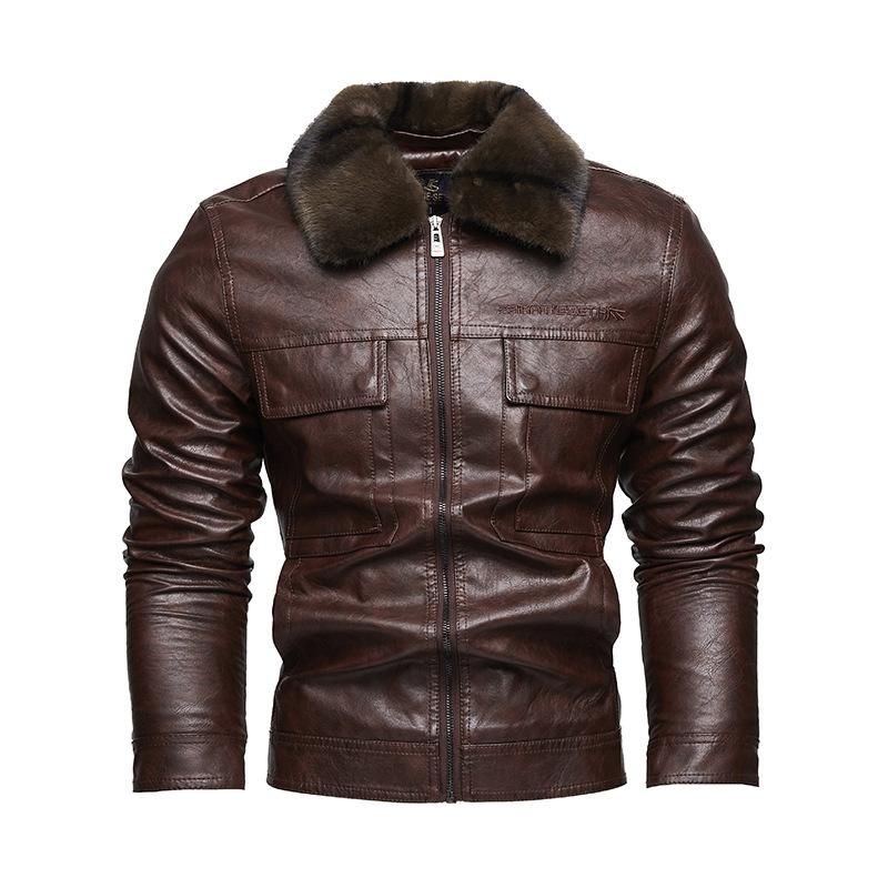 New Men's Leather Jacket Men's Coat Motorcycle Suit Modern Tough Guy Leather Men Plus Velvet