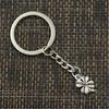 LLavero de moda de 17x11mm, colgantes de trébol de cuatro hojas irlandés de la suerte, joyería DIY para hombre, llavero con anilla para coche, soporte de recuerdo para regalo
