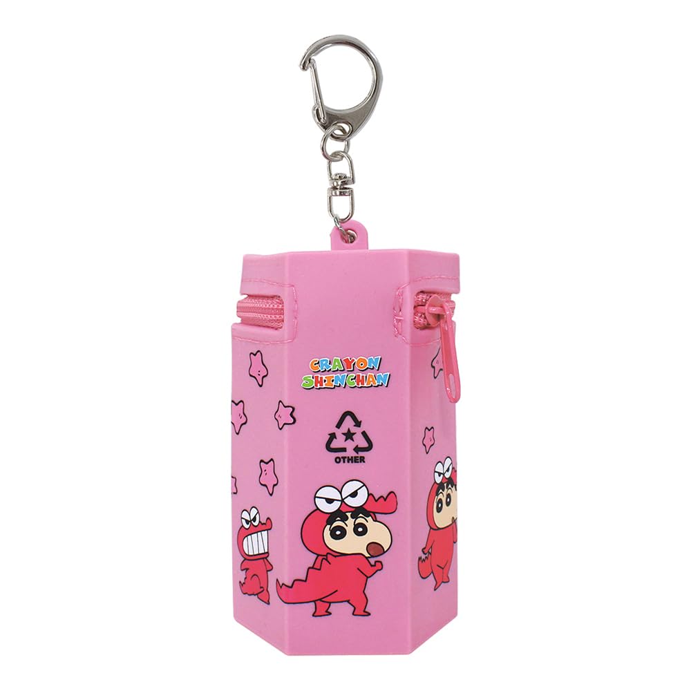 Tees Factory Crayon Shinnosuke Silicone Mini Shin-chan Pouch, Chocobi/Pink, KS-5544150CP