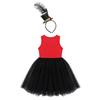 Kids Girls Sleeveless Bowtie Mesh Tutu Dress For Halloween Christmas Cosplay Birthday Party Fancy Dress Up