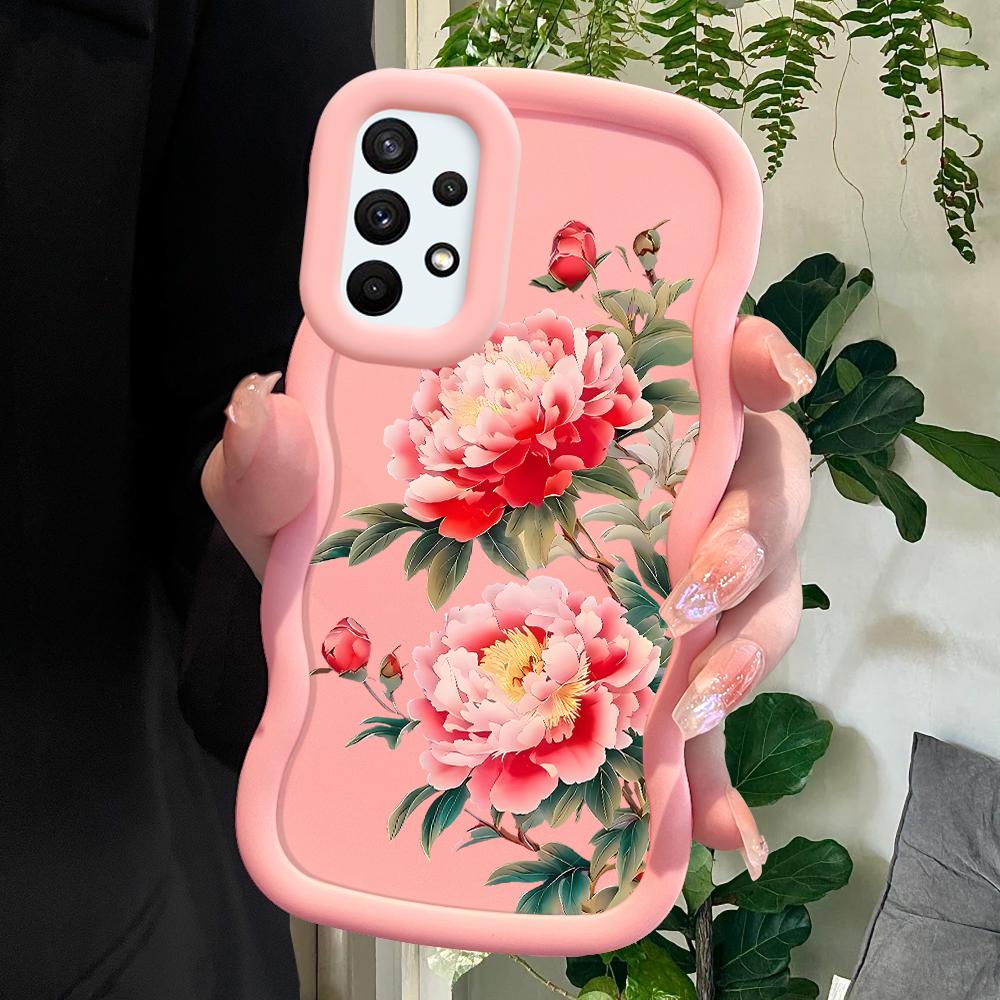 

Окрашенный узор Big Wave Edge Мягкий силиконовый материал Macaron чехол для телефона противоударный защитный резиновый чехол для Samsung Xiaomi Poco Redmi Xiaomi Poco C75 5G розовый