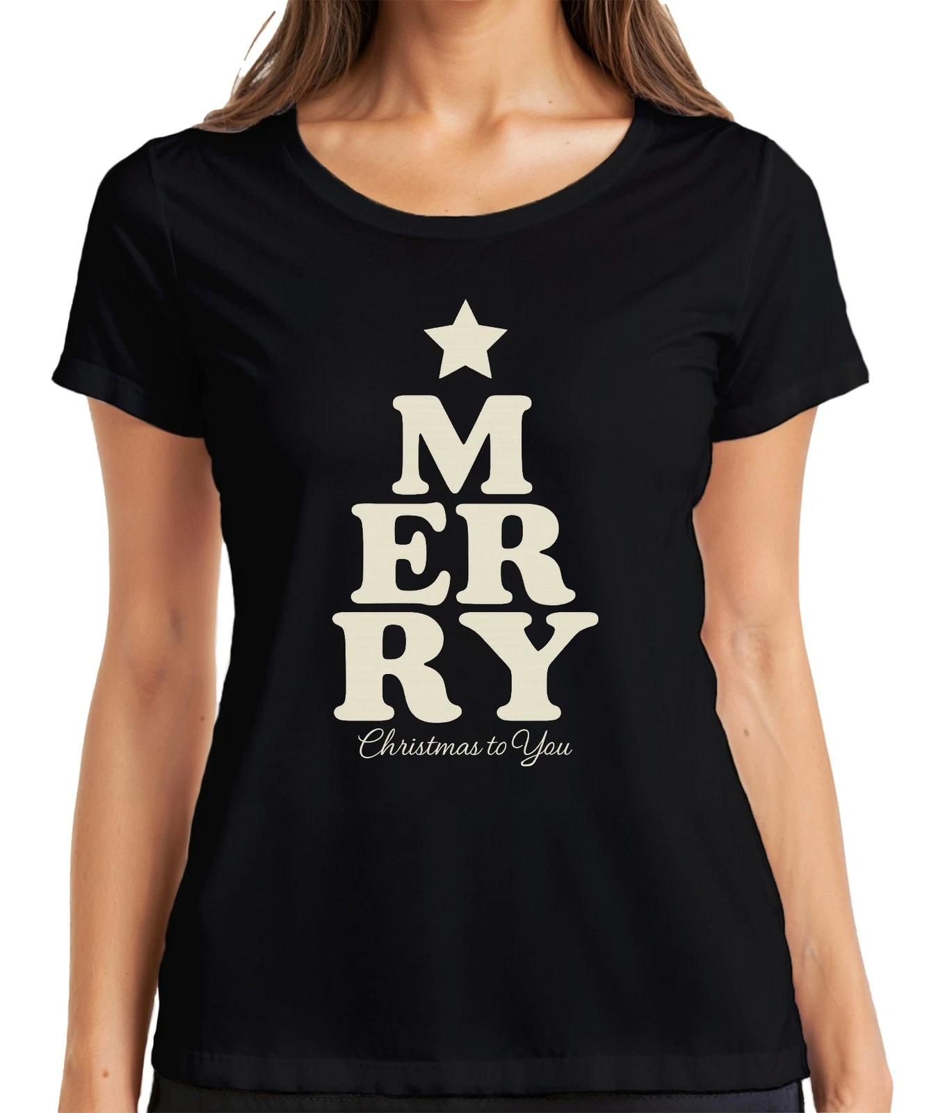 MERRY Christmas Weihnachten Weihnachtsbaum Geschenk Vintage Retro Damen T-Shirt S