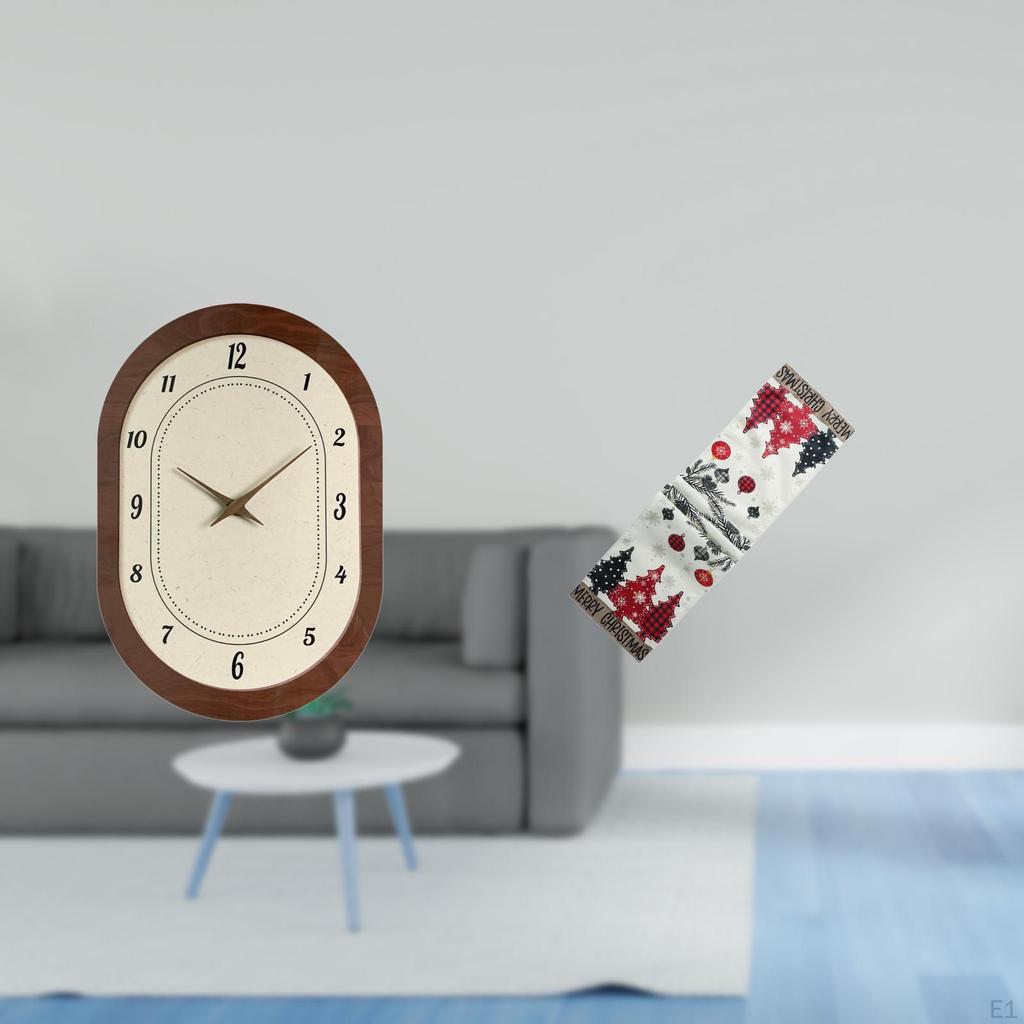 Elegant Christmas Wall Clock Table Runner Decorative Silent Home Decor Gifts for Office Bedroom