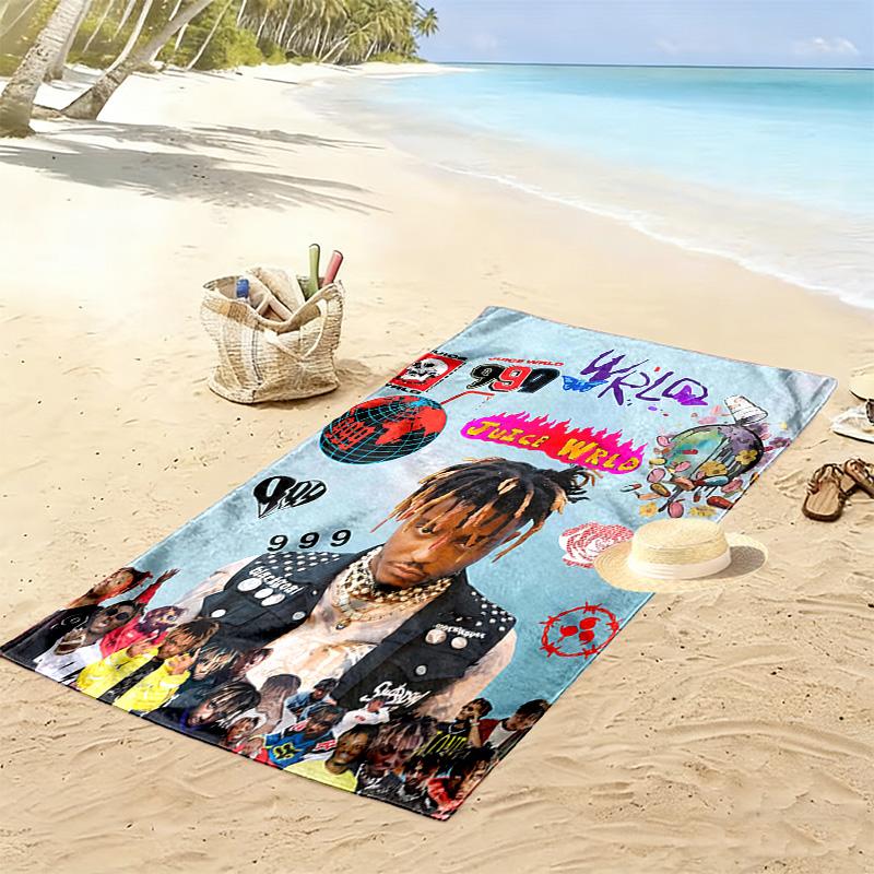 Juice Wrld Print Beach Towel, Large Soft Quick Dry Towel for Beach Camping Swimming