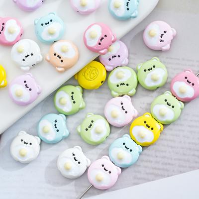 Color Cute Wind Poached Eggs Bear Beads Paint Alloy Diy Beaded Bead Spacer Necklace Mobile Phone Chain Jewelry Accessories