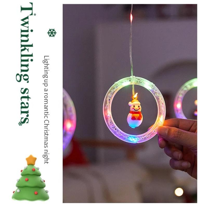 Christmas Lights LED String Lights USB Powered Fairy Lights with 8 Modes Santa Star Curtain Lights for Bedroom Window Xmas Tree Party Decorations