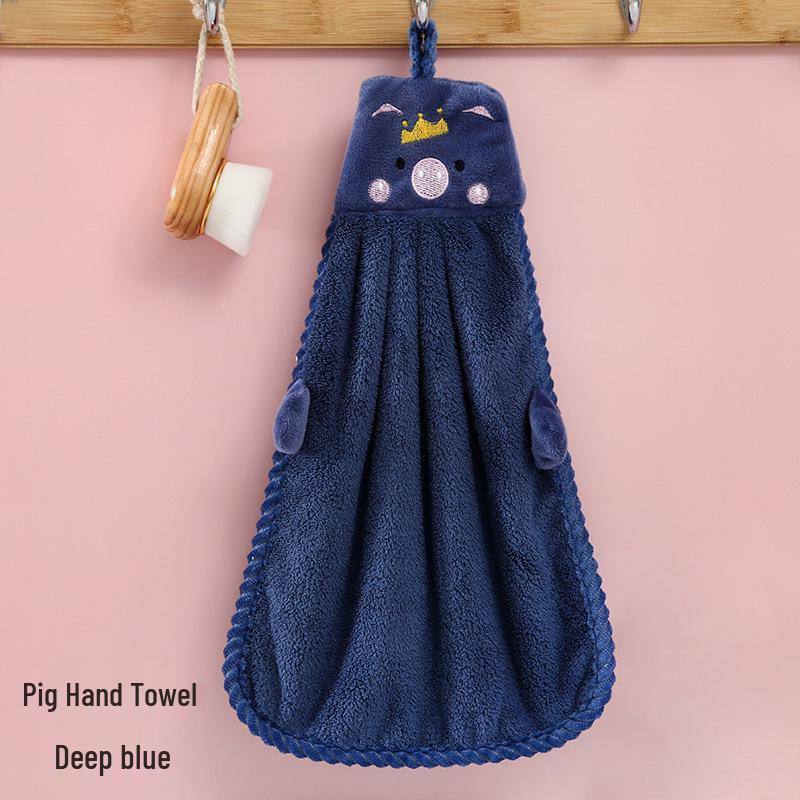Süßes Gänse-Korallenfleece zum Aufhängen Handtuch - Cartoon Absorbierendes Küchentuch
