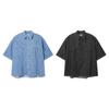 APOSTROPHE COMMA [Set] Two-Pocket Linen Denim Short Sleeve Shirt + Half Pants_Dark Blue