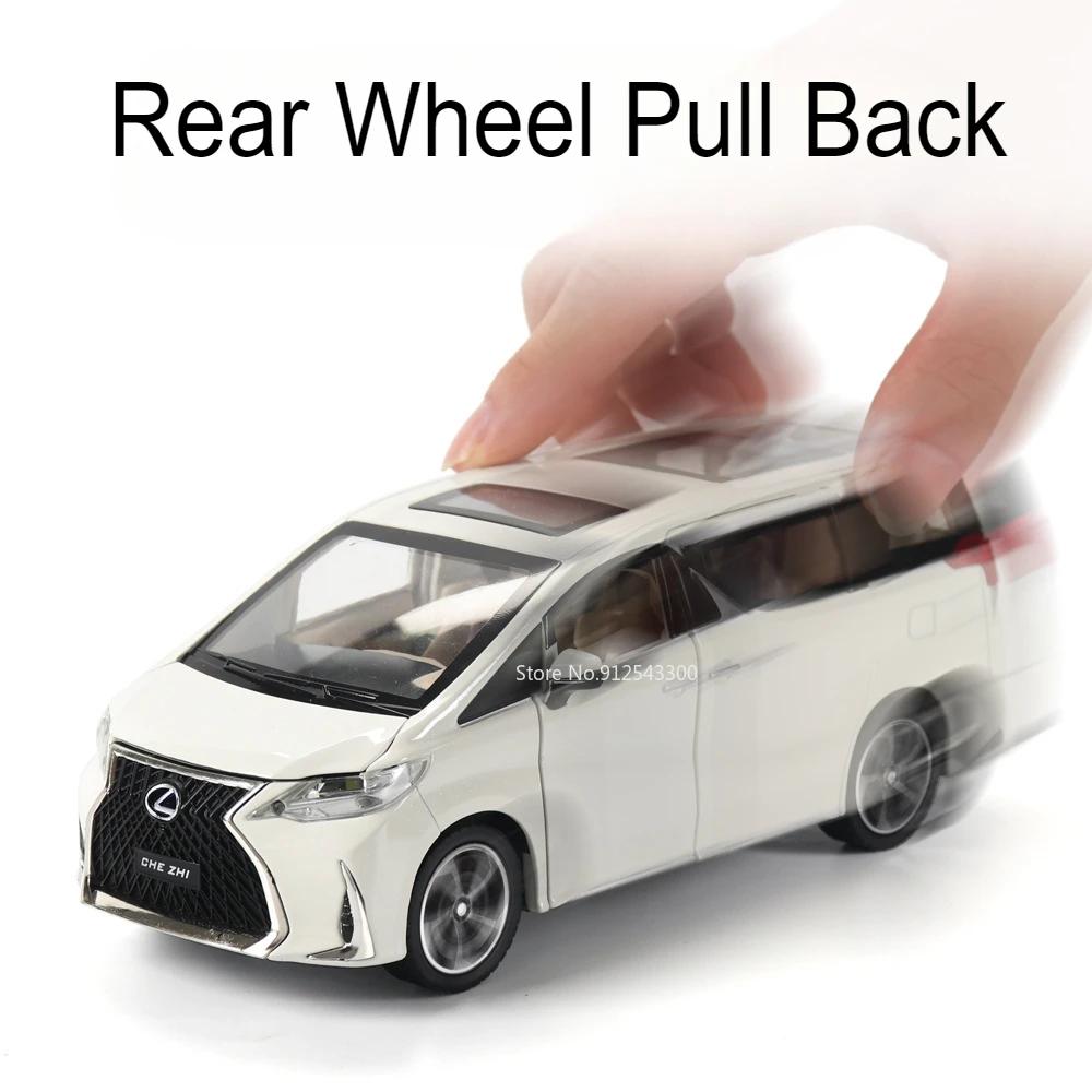 1:24 LM300H LX570 Car Model Toy Alloy Diecast Sound Light Pull Back Door Opened Miniature Models Birthday Gifts for Kids