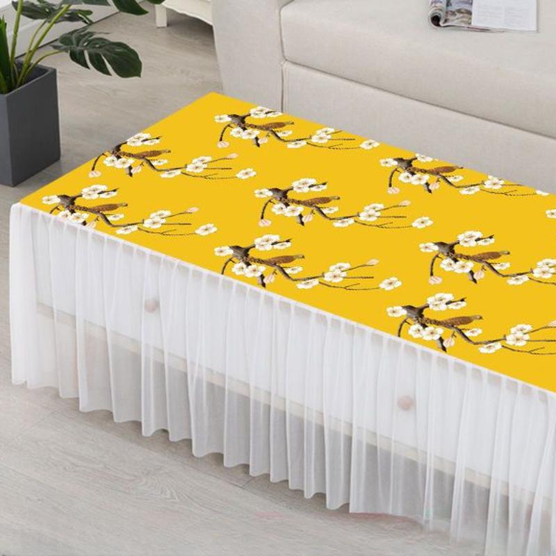 Minimalistische Spitzen-Rundum-Couchtischabdeckung, wasserdicht, ölbeständig, waschbar, Couchtisch-Set, Wohnzimmer, dekorative Tischdecke
