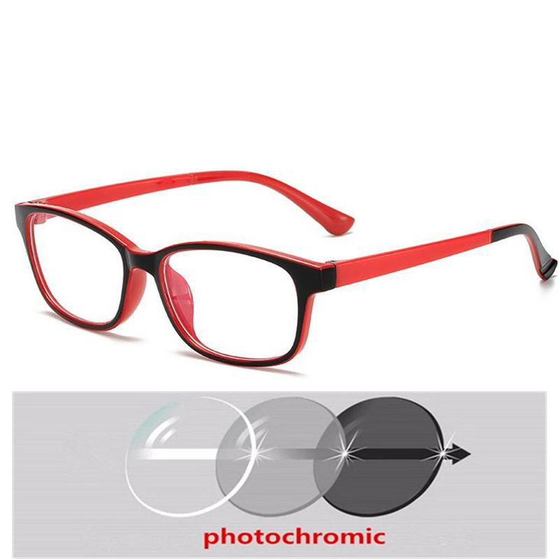 Stylish Plastic Black Gray Frame Square Nearsighted Glasses Sun Photochromic Gray Prescription Eyeglasses 0 -0.5 -0.75 To -6.0 for Women