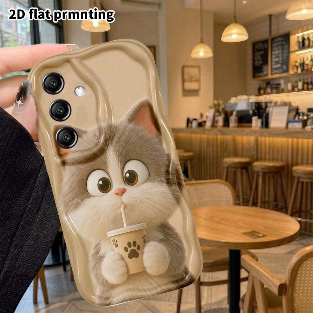 Phone Case: 2D flat Samsung Galaxy A34 A35 M05 M06 S20 S22 S21 FE Plus 5G protective case, plush little cat, perfect Christmas and Halloween holiday g