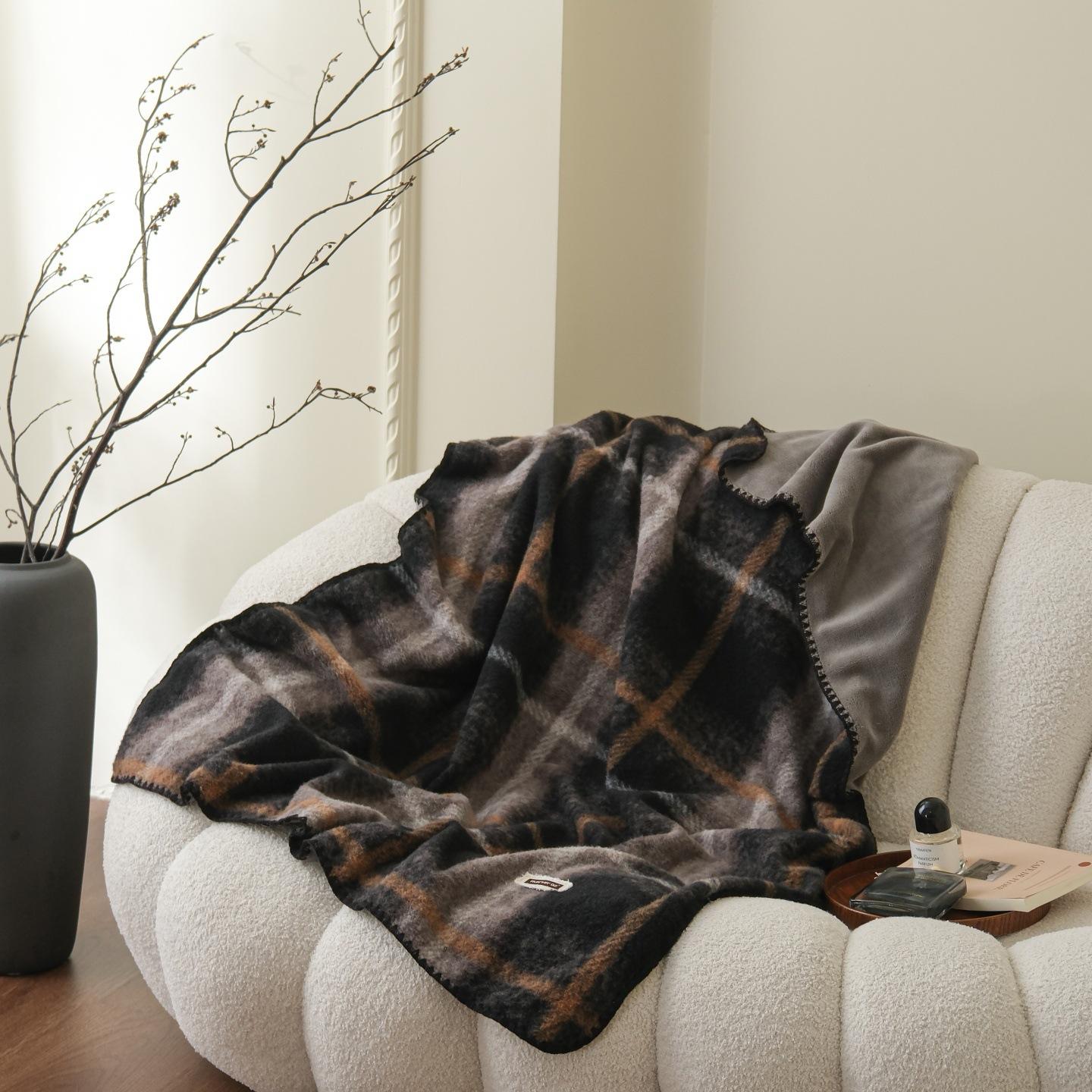 

Имитация шерстяного молочного флиса ракушка игла декоративное одеяло двусторонний флис повседневное одеяло 70x170cm 1pcs