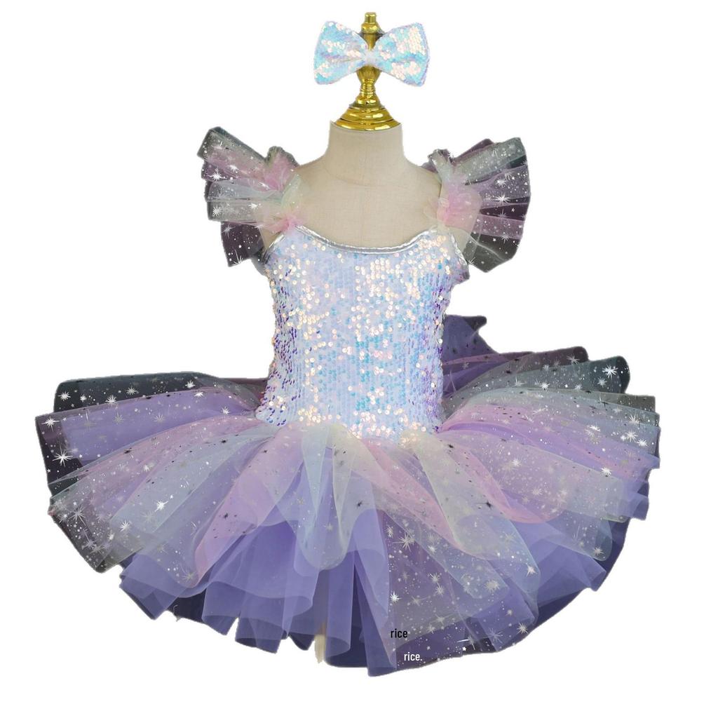 Kids' June 1st Ballet Little Swan Dance Costume - Puffy Gauze Skirt for Kindergarten Dancers