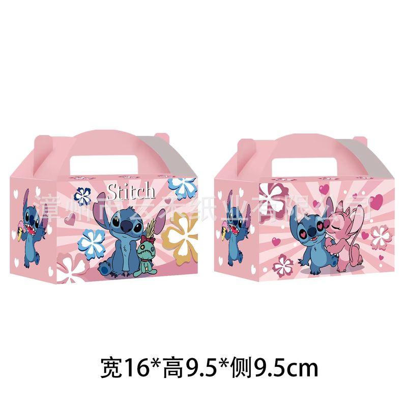 Heißes 12/24 Stück Set Stitch Engel Thema Figuren Süßigkeiten Hand-Held Papierbox Geschenkbeutel Cartoon Kinder Geburtstagsparty Geschenk Dekoration
