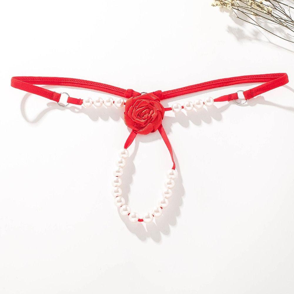 Low-waist Women's Thong Hollow-out Sexy Briefs Exotic Pearl Underwear  Gift