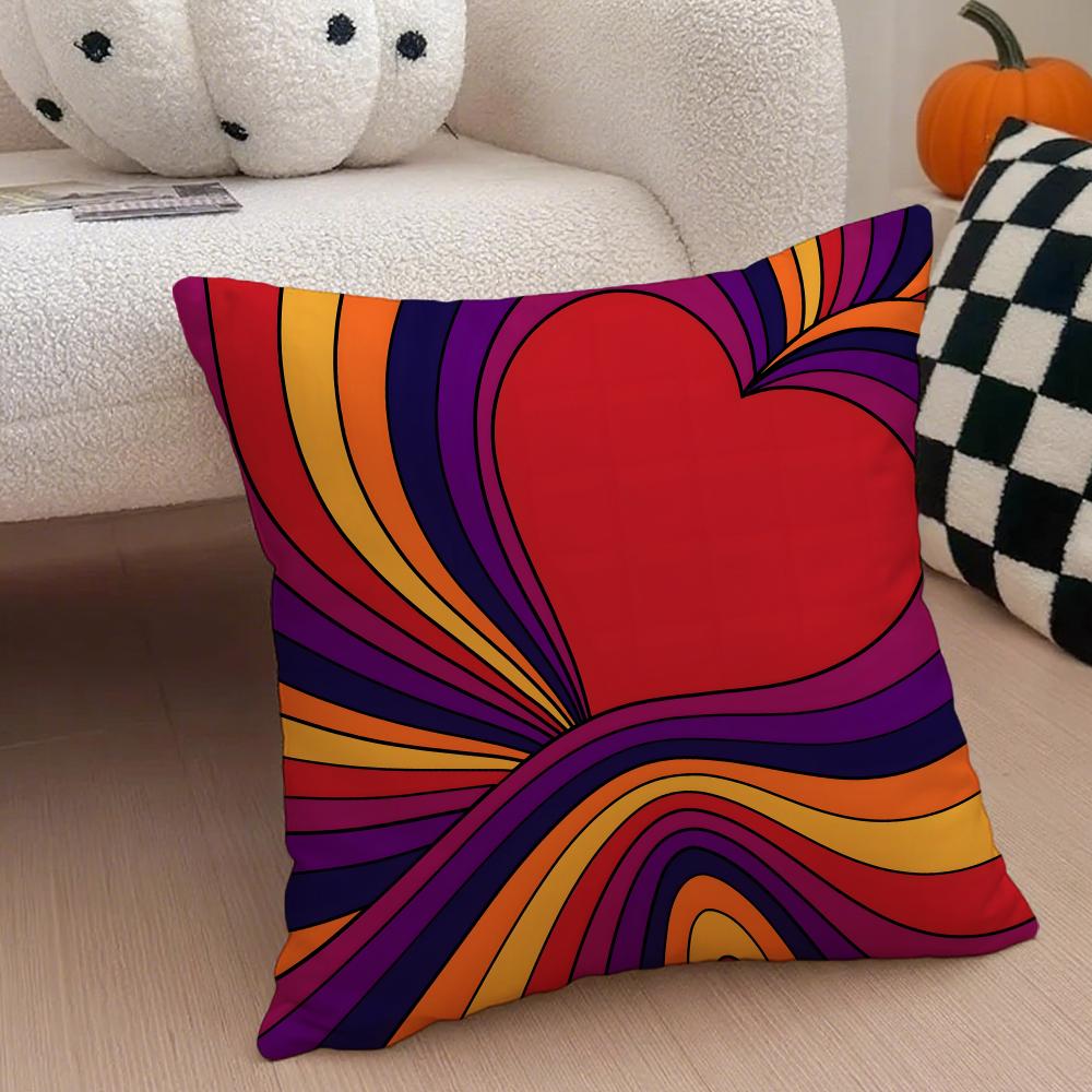 Artistic Romantic Valentines Day Love Cushion Cover Throw Pillow Cover Hidden Button Durable Polyester Chair Cushion