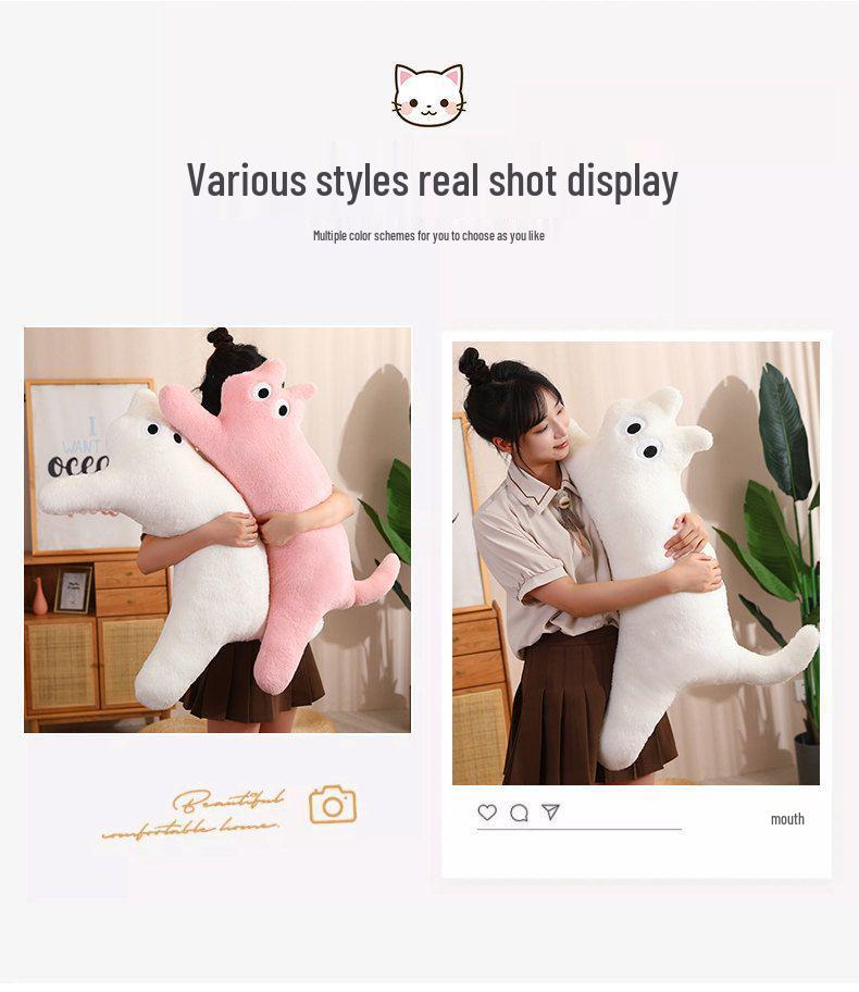 Cat Plush Sleeping Pillow - Long Strip Dopamine Cushion & Doll Gift