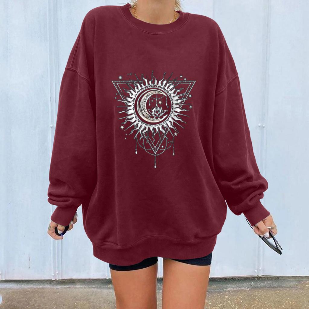 Women's Tops Winter Sun Printing Sweatshirt Pullover Tops