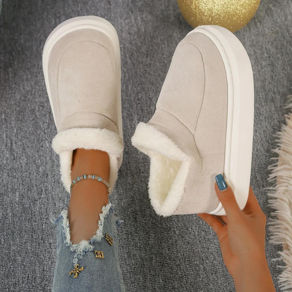 Fashion Plus Size Platform Snow Boots for Women Autumn and Winter Outdoor Anti-Slip Warm Plus Velvet Slip-on Ankle Boots for Women