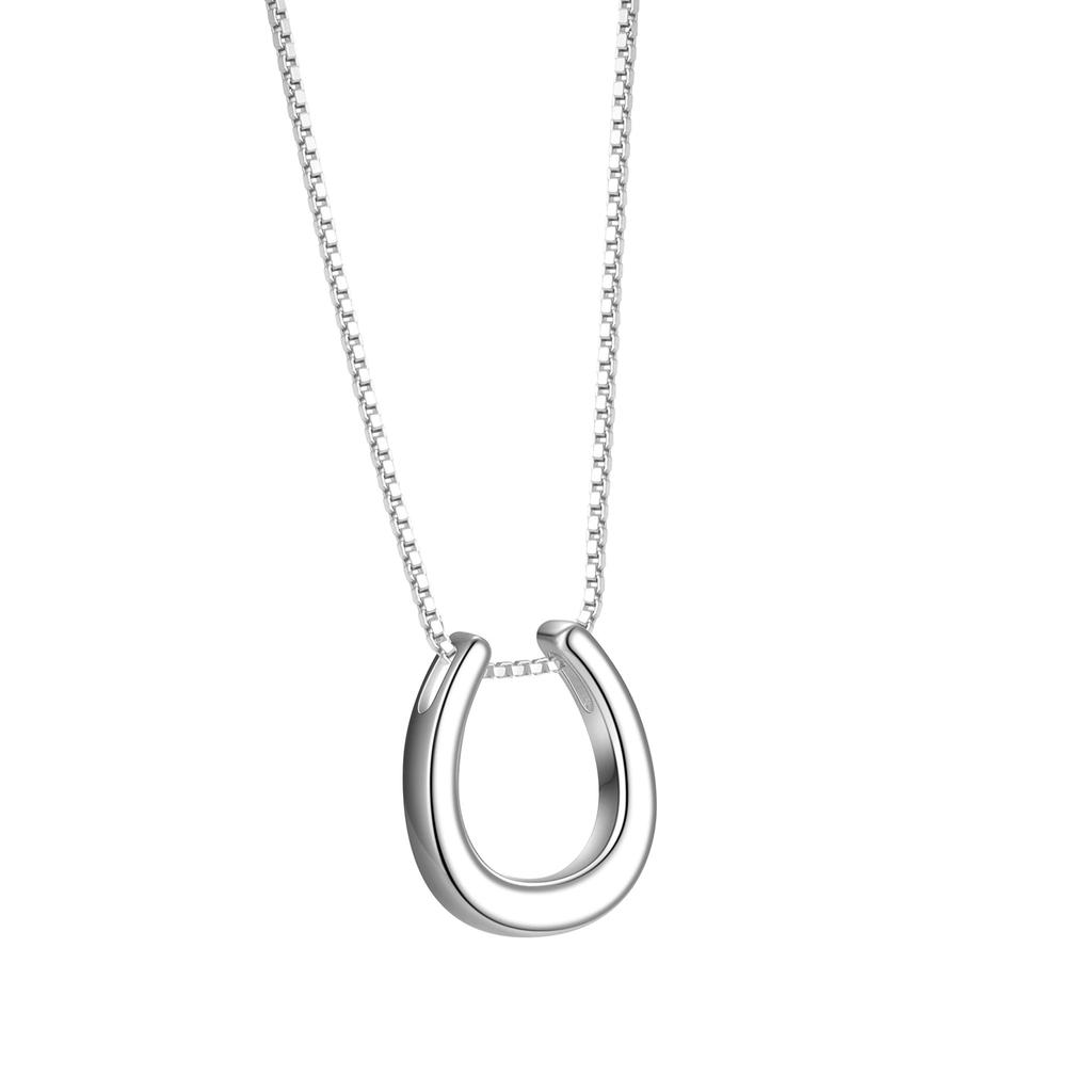 FY-XL3028 S925 Sterling Silver U-Shaped Horseshoe Clasp Necklace Pendant Simple Fashionable High-End Feeling Sweater Chain