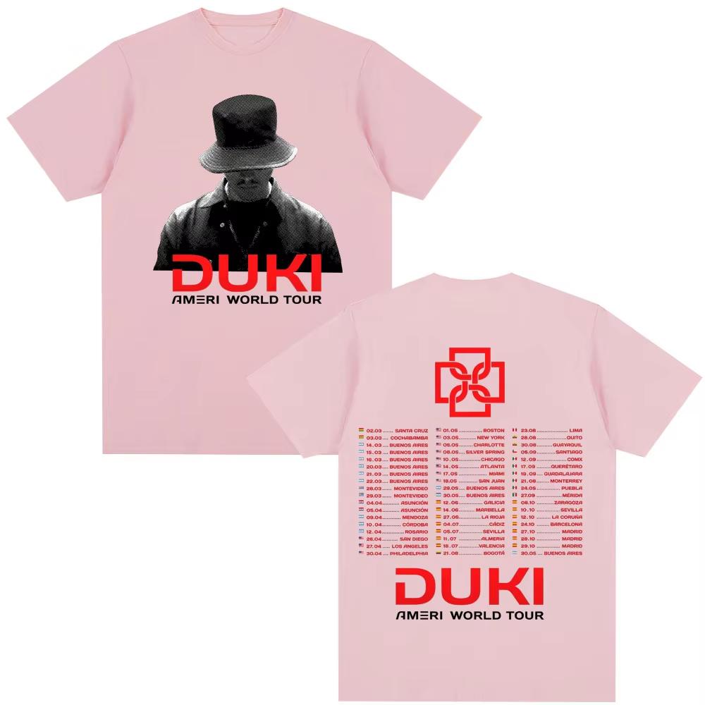Rapper Duki Ameri 2025 Dünya Turu Baskılı Tişört, Unisex Günlük Kadın ve Erkek Moda Rahat Tişört