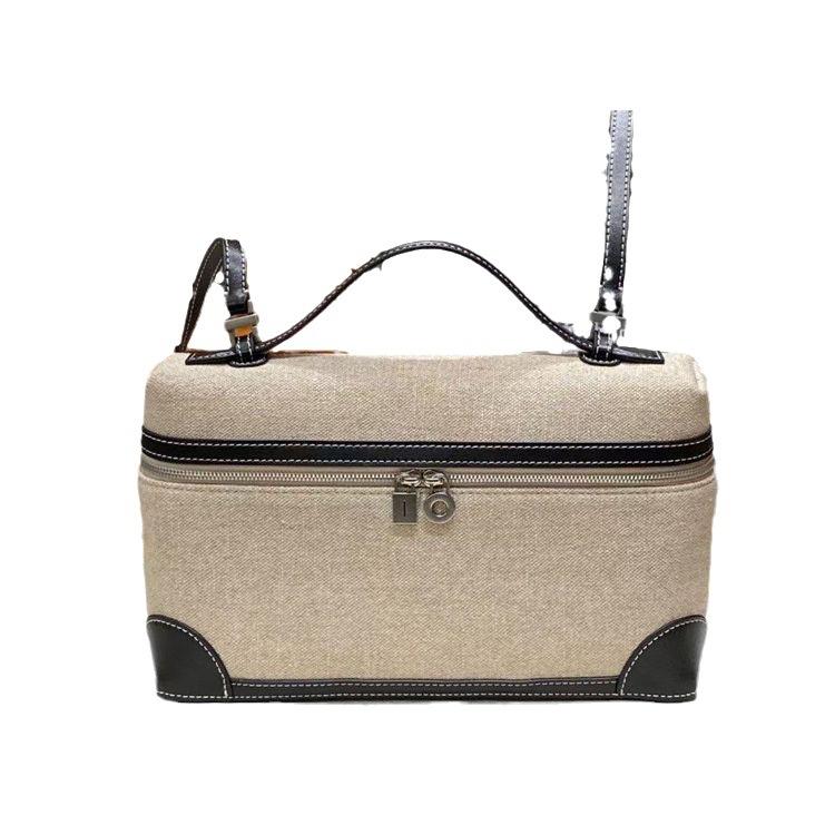 New LP27 handbag gigi same shoulder oblique span fashion canvas with leather bag temperament lunch box bag
