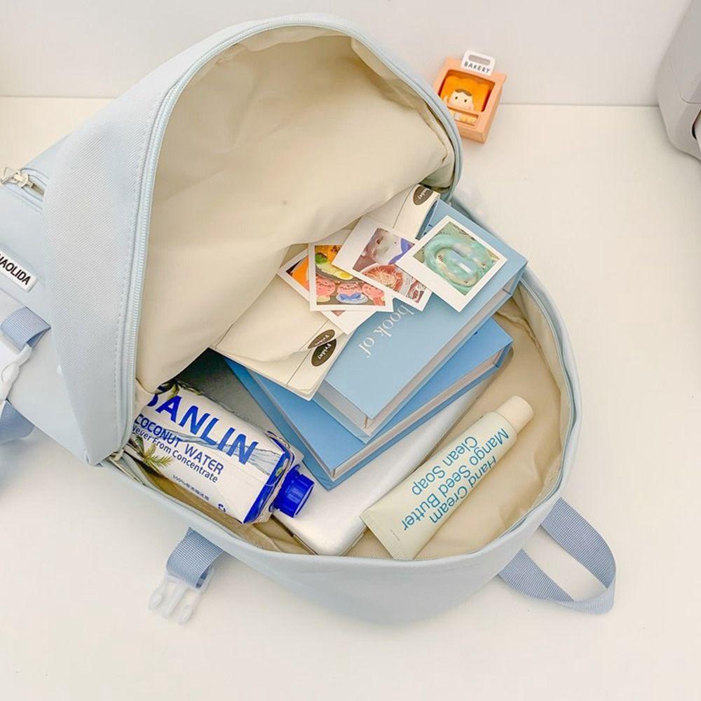 Solid Color Bow Backpack Casual Korean Style School Bag Sweet Student Schoolbag  Unisex