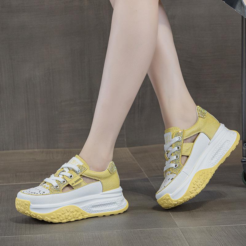 Summer new hollow dad shoes women's breathable casual thick baseplate shoes 52062