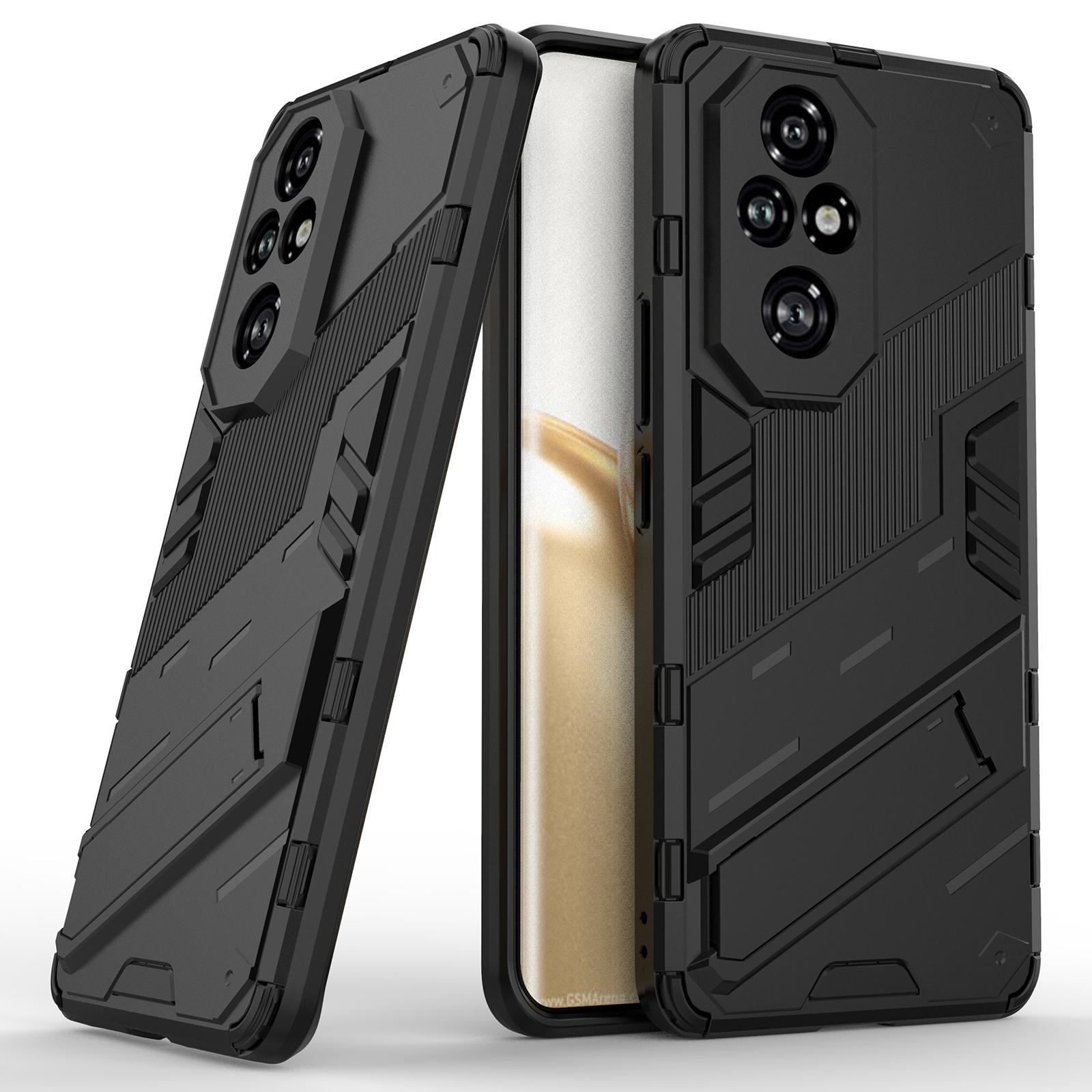 

For Honor 200 Pro 5G Case Hidden Kickstand PC+TPU Protective Phone Cover Black