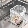 Collapsible Stainless Steel Garbage Bag Holder, Kitchen Countertop Trash Bag Support Rack, Portable Storage Organizer Stand