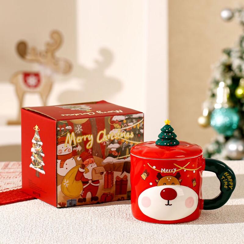 

Christmas Elk Ceramic Mug with Lid - 380ml