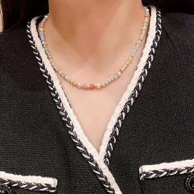 Sterling Silver S925 Niche Elegant Collarbone Chain, Feminine and Luxurious Shoushan Stone Natural Pearl Necklace