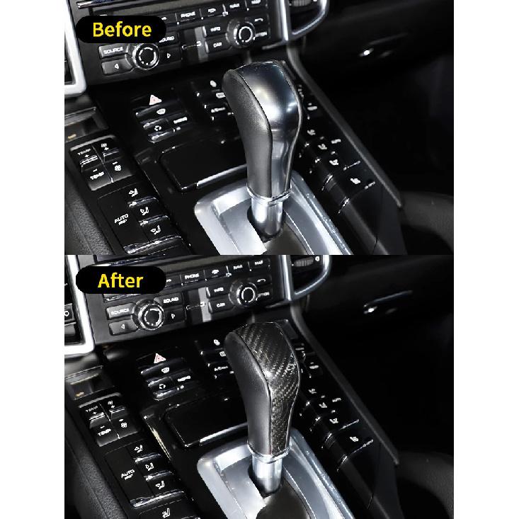 Fit For Porsche Cayenne 2011-2017 Real Carbon Fiber Car Center Console Gear Shift Knob Cover Decoration Car Accessories