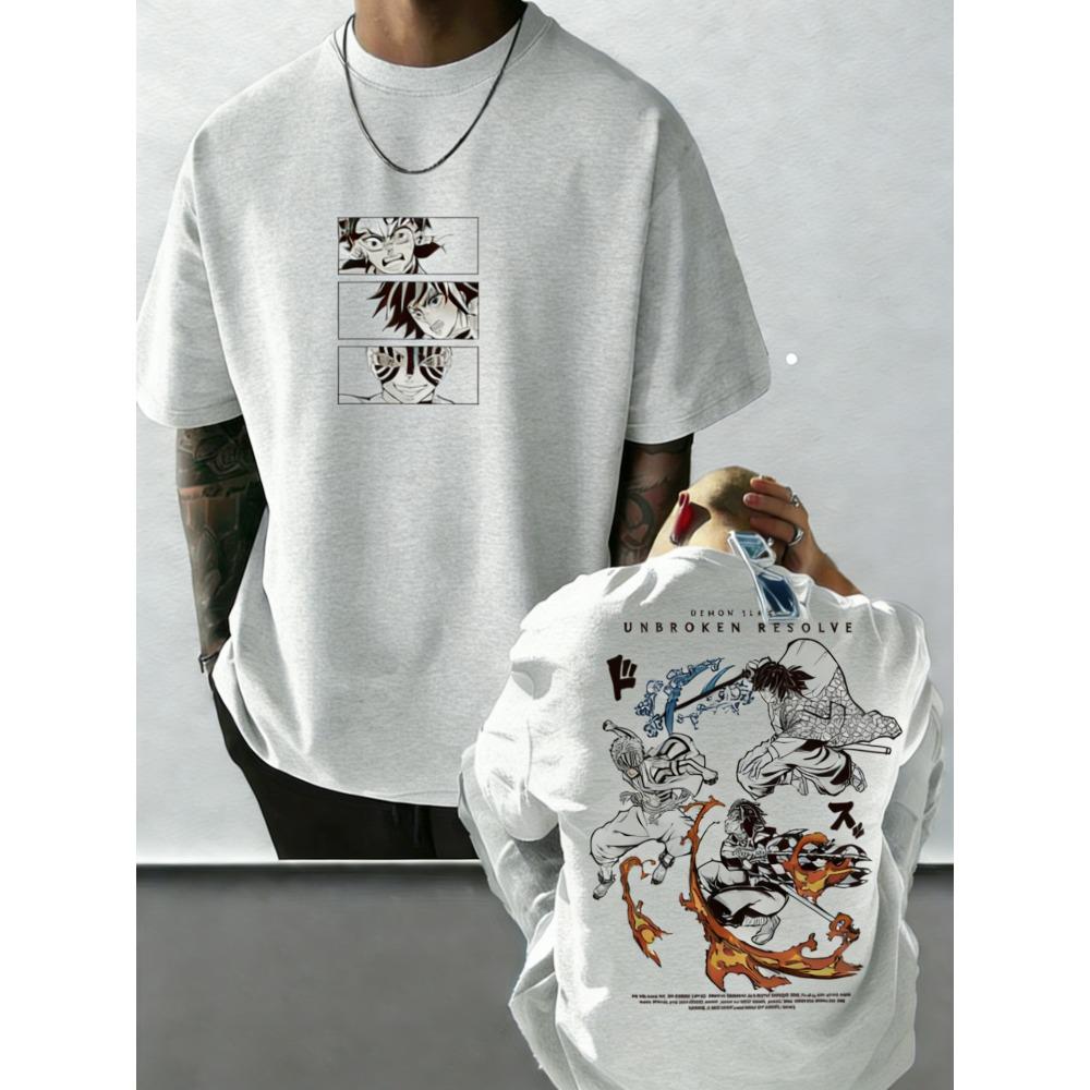 Plus Size Demon Slayer Anime Printed Summer Men and Women Tshirt Street Fashion Casual Parent Child Top Cotton Harajuku Y2K