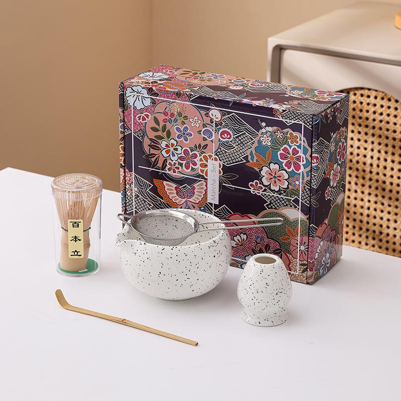 Japanese Matcha Set, Ceramic Material, Matcha Bowl, Matcha Tool Set, Matcha Stirrer, Gift