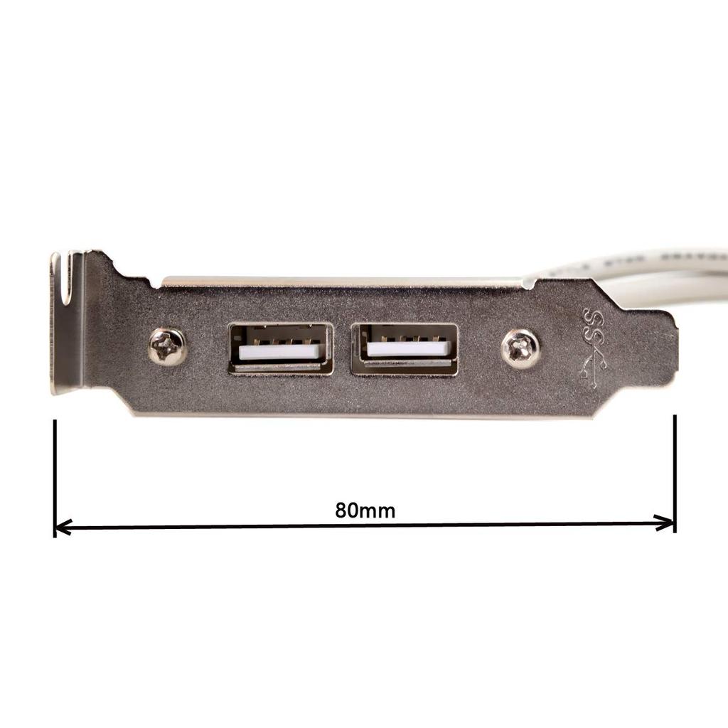 Chenyang Motherboard Header to 1 to 2 USB Port Multiplier Panel 40cm with 80mm PCI Bracket 9-Pin 2.0 Cable,
