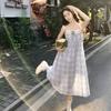Salt Girl Plaid Dress Fake Two Pieces Summer Temperament Suspender Skirt Schoolgirl Sweet a Word Skirt