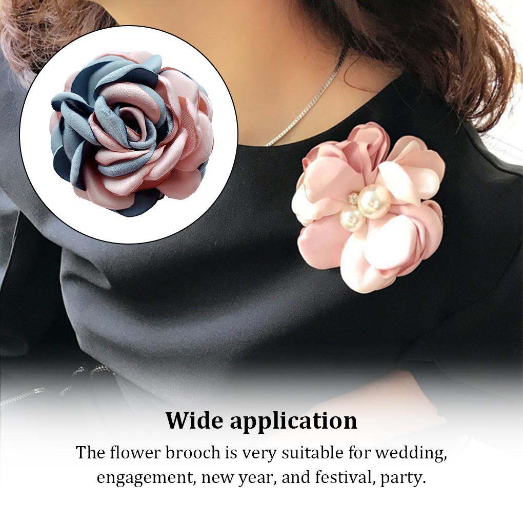 Flower Brooch Wedding Bride Dress Birthday Graduation Festival Clothes Tie Decoration Jewelry Large Pin for Women Girls