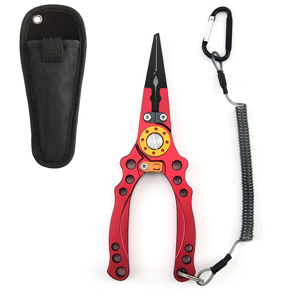 Fishing Pliers Saltwater Resistant Fishing Tools With Sheath Telescopic Lanyard