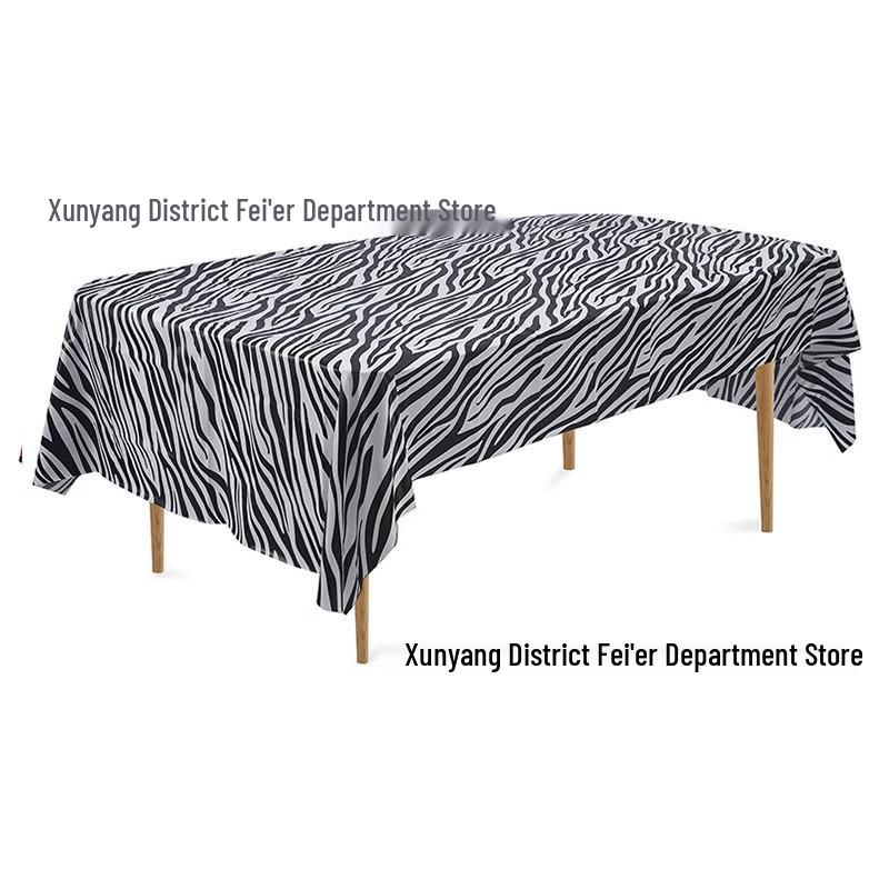 Leopard and Zebra Print Tablecloth for Birthday Party Decoration (137x274 Cm)