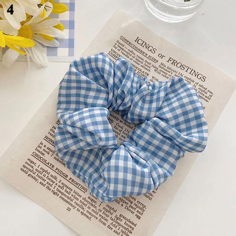 Gentle Sweet Blue Floral Scrunchies Hair Accessories Simple Hair Bands Women Girls Ponytail Holder Hair Rubber Bands Hair Ties